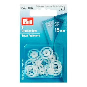 347106 Пришивные кнопки 15мм (пластик), прозрачные Prym