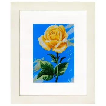 35046 Набор для вышивания LanArte 'Желтая роза на синем' 20х28 см