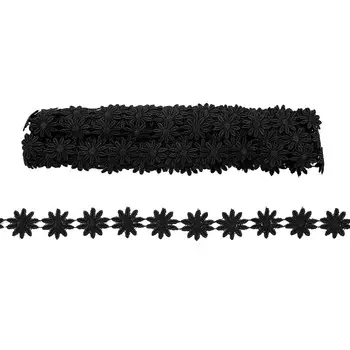 3523 Кружево вязаное, 2,5 см*9 м, 'Астра' (черный)