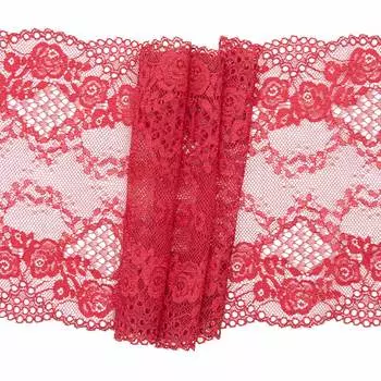 353 Кружево эластичное 18см*10м, т.красный
