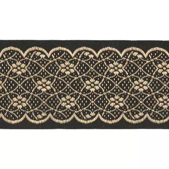 35712 Тесьма жаккардовая 35мм*10м, черн/розовое золото