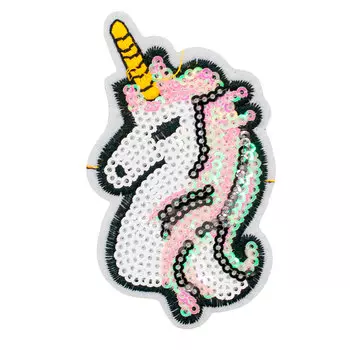 3579204 Термоаппликация 'Единорог' с пайетками, 8,5*5см, цвет розовый