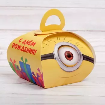 3579988 Коробка складная 'С днём рождения', Гадкий Я, 11,5 х 11 х 9 см