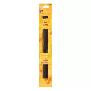 36806-02 Спицы вязальные чулочные 3,00мм*20см, розовое дерево, 5шт PONY