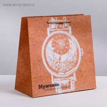 3681032 Пакет крафтовый квадратный «Стиль настоящего мужчины», 22 *22 *11 см