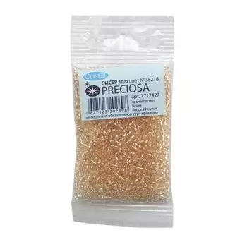 (38218) 331-19001-10/0 Бисер прозрачный с жемчужным центром 10/0, круг.отв., 20гр Preciosa