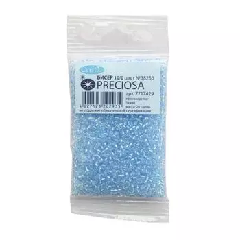 (38236) 331-19001-10/0 Бисер прозрачный с жемчужным центром 10/0, круг.отв., 20гр Preciosa