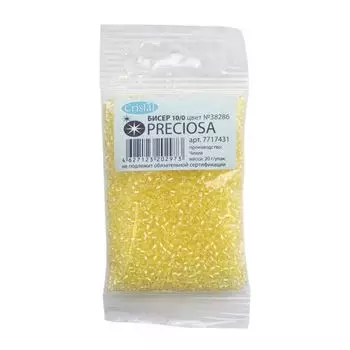 (38286) 331-19001-10/0 Бисер прозрачный с жемчужным центром 10/0, круг.отв., 20гр Preciosa