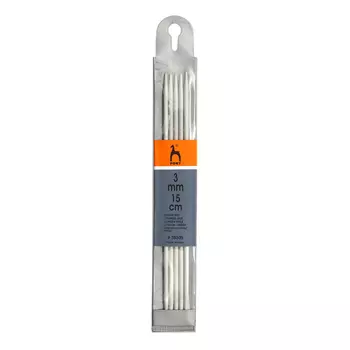 38505 Спицы вязальные носочные 3,00мм*15см, алюм., 5шт PONY