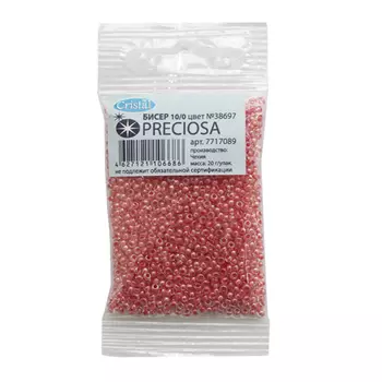 (38697) 331-19001-10/0 Бисер прозрачный с цв. центром и покрытием 10/0, круг.отв., 20гр Preciosa