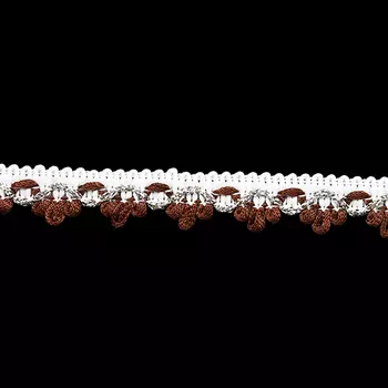 389 Тесьма отделочная 1,5см*25м (коричневый-белый)