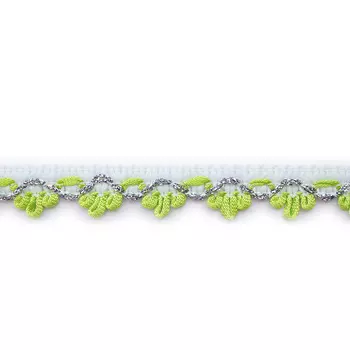 389 Тесьма отделочная 1,5см*25м (белый-салатовый)