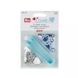 390702 Кнопки Джерси Prym Love син/бел/голубой цв, 8мм, 21шт/упак, Prym