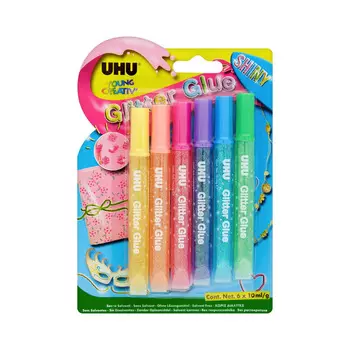 39123/39110 Блестки клеящие с эффектом полировки, упак./6 шт.*10 мл, UHU