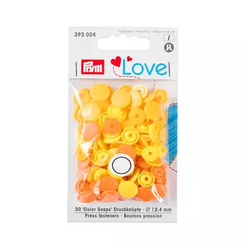 393004 Кнопки Color Snaps PrymLove, желтый/оранжевый цв., 12мм, 30шт Prym
