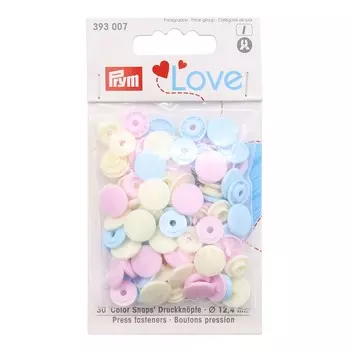 393007 Кнопки Color Snaps PrymLove, розовый/голубой/жемчужный цв., 12мм, 30шт Prym