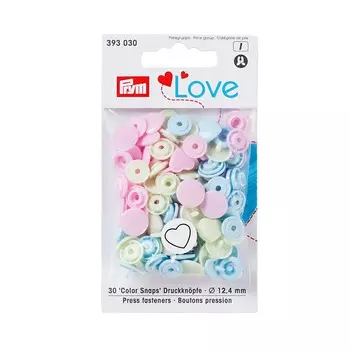 393030 PrymLove Кнопки Color Snaps сердце 12,4мм розовый/зеленый, пастельный/синий, светлый 30 штук Prym