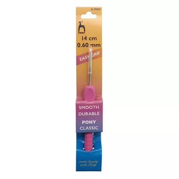 39901 Крючок вязальный 0,60мм*14см, алюм./резина PONY
