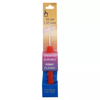 39904 Крючок вязальный 1,25мм*14см, алюм./резина PONY