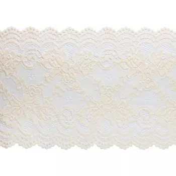 3AR029 Кружево эластичное 15см*13,72м (молочный)