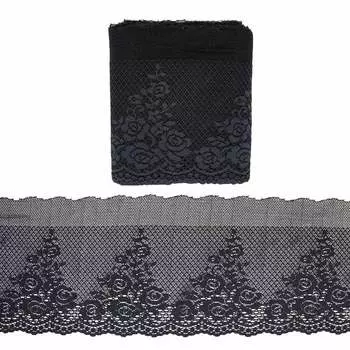 3AR059 Кружево эластичное 17,5см*13,72м (черный)