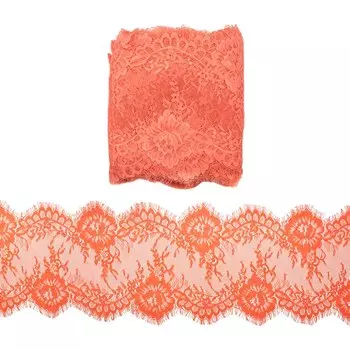 3AR063 Кружево 'шантильи' на сетке 21,5см*3м (коралловый)