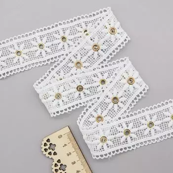 3AR071 Кружево матовое гипюр с люверсами 3,5см*13,72м (белый)