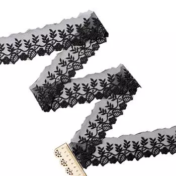 3AR076 Кружево на сетке 6см*11,35м (черный)