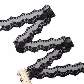 3AR077 Кружево матовое на сетке 4,5см*11,35м (черный)