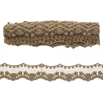 3AR077 Кружево матовое на сетке 4,5см*11,35м (коричневый)