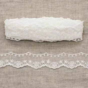 3AR077 Кружево матовое на сетке 4,5см*11,35м (белый)