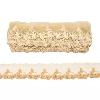 3AR078 Кружево матовое на сетке 6см*13,72м (бежевый)