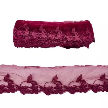 3AR078 Кружево матовое на сетке 6см*13,72м (бордовый)