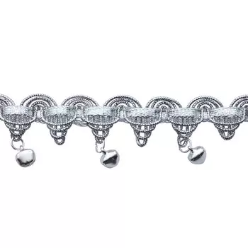 3AR116 Тесьма металлизированная с бубенчиками 1,5см*9,14м (серебро)