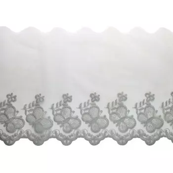 3AR123 Кружево матовое на сетке 19,5см*13,72м (серый)