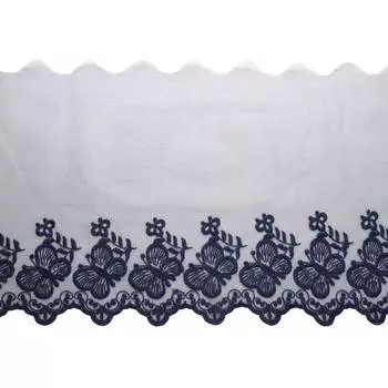 3AR123 Кружево матовое на сетке 19,5см*13,72м (темно-синий)