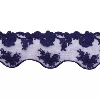 3AR125 Кружево матовое на сетке 7,5см*13,72м (темно-синий)