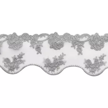 3AR125 Кружево матовое на сетке 7,5см*13,72м (серый)