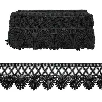 3AR203 Кружево матовое гипюр 10см*13,72м (черный)