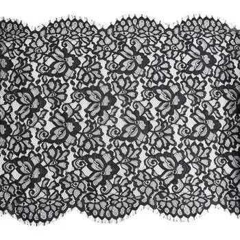 3AR222 Кружево широкое 'шантильи' на сетке 60см*15м (черный)