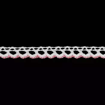 3AR226 Кружево вязаное 1см*13,72м (7 белый/розовый)