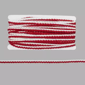 3AR228 Кружево хб 1см*13,72м (белый/красный)