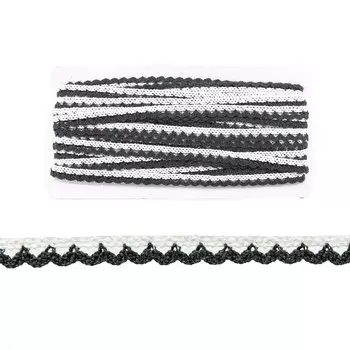 3AR228 Кружево хб 1см*13,72м (белый/серый)