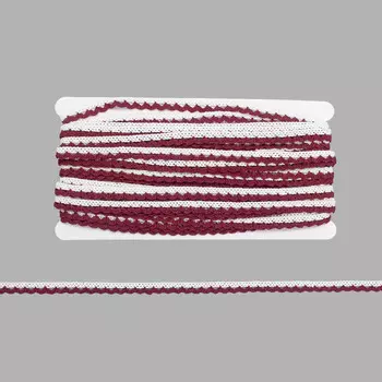3AR228 Кружево хб 1см*13,72м (белый/бордовый)