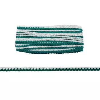 3AR228 Кружево хб 1см*13,72м (белый/зеленый)