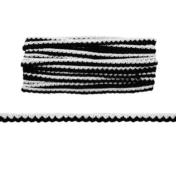 3AR228 Кружево хб 1см*13,72м (белый/темно-синий)