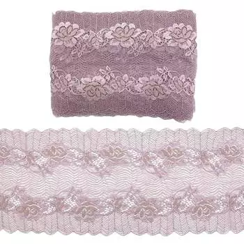 3AR240 Кружево эластичное 18см*13,72м (101 дымчато-серый)