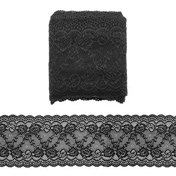 3AR242 Кружево эластичное 15,5см*13,72м (черный)
