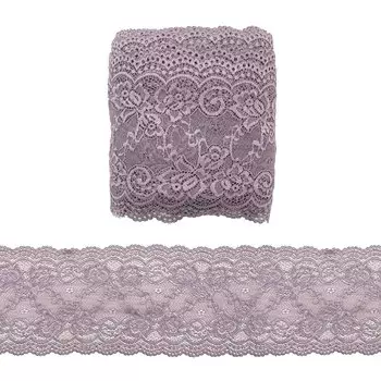 3AR242 Кружево эластичное 15,5см*13,72м (101 дымчато-серый)