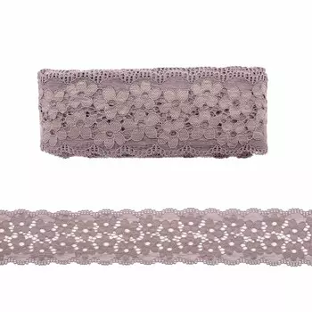 3AR244 Кружево эластичное 6,5см*13,72м (101 дымчато-серый)